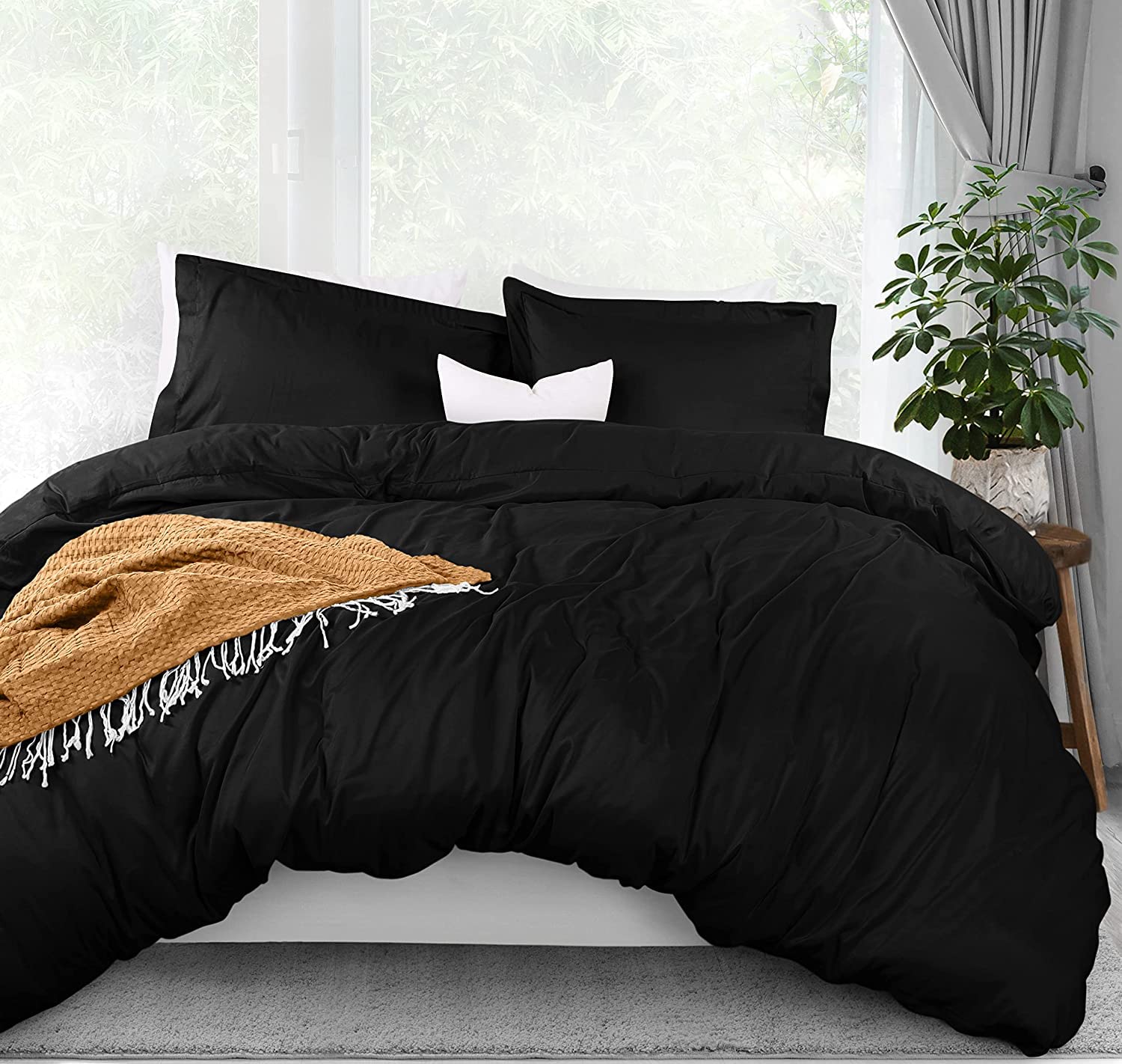Utopia Queen Size Bedding Set - 1 Duvet Cover With 2 Pillow Shams - 3 Pieces Comforter Cover With Zipper Closure - Ultra Soft Br
